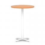 Italia 800mm Poseur Round Table Beech Top 1170mm High White Leg Cross Base ITL1006