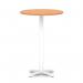 Italia 800mm Poseur Round Table Beech Top 1170mm High White Leg Cross Base ITL1006