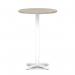 Italia 800mm Poseur Round Table Grey Oak Top 1170mm High White Leg Cross Base ITL1007