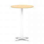 Italia 800mm Poseur Round Table Maple Top 1170mm High White Leg Cross Base ITL1008