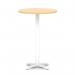 Italia 800mm Poseur Round Table Maple Top 1170mm High White Leg Cross Base ITL1008