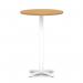 Italia 800mm Poseur Round Table Oak Top 1170mm High White Leg Cross Base ITL1009