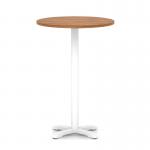 Italia 800mm Poseur Round Table Walnut Top 1170mm High White Leg Cross Base ITL1010