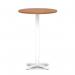 Italia 800mm Poseur Round Table Walnut Top 1170mm High White Leg Cross Base ITL1010