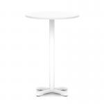Italia 800mm Poseur Round Table White Top 1170mm High White Leg Cross Base ITL1011