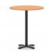 Italia 1000mm Poseur Round Table Beech Top 1170mm High Black Leg Cross Base ITL1012