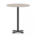Italia 1000mm Poseur Round Table Grey Oak Top 1170mm High Black Leg Cross Base ITL1013