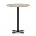 Italia 1000mm Poseur Round Table Grey Oak Top 1170mm High Black Leg Cross Base ITL1013