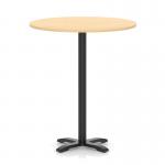 Italia 1000mm Poseur Round Table Maple Top 1170mm High Black Leg Cross Base ITL1014