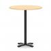 Italia 1000mm Poseur Round Table Maple Top 1170mm High Black Leg Cross Base ITL1014