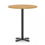 Italia 1000mm Poseur Round Table Oak Top 1170mm High Black Leg Cross Base ITL1015