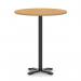 Italia 1000mm Poseur Round Table Oak Top 1170mm High Black Leg Cross Base ITL1015