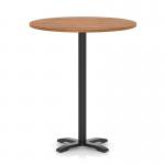 Italia 1000mm Poseur Round Table Walnut Top 1170mm High Black Leg Cross Base ITL1016