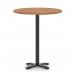 Italia 1000mm Poseur Round Table Walnut Top 1170mm High Black Leg Cross Base ITL1016