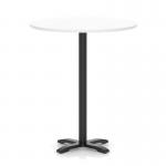 Italia 1000mm Poseur Round Table White Top 1170mm High Black Leg Cross Base ITL1017
