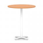 Italia 1000mm Poseur Round Table Beech Top 1170mm High White Leg Cross Base ITL1018