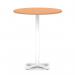 Italia 1000mm Poseur Round Table Beech Top 1170mm High White Leg Cross Base ITL1018