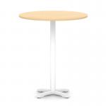 Italia 1000mm Poseur Round Table Maple Top 1170mm High White Leg Cross Base ITL1020