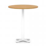 Italia 1000mm Poseur Round Table Oak Top 1170mm High White Leg Cross Base ITL1021