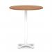 Italia 1000mm Poseur Round Table Walnut Top 1170mm High White Leg Cross Base ITL1022