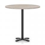 Italia 1200mm Poseur Round Table Grey Oak Top 1170mm High Black Leg Cross Base ITL1025