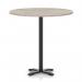 Italia 1200mm Poseur Round Table Grey Oak Top 1170mm High Black Leg Cross Base ITL1025