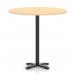 Italia 1200mm Poseur Round Table Maple Top 1170mm High Black Leg Cross Base ITL1026