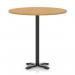 Italia 1200mm Poseur Round Table Oak Top 1170mm High Black Leg Cross Base ITL1027