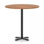 Italia 1200mm Poseur Round Table Walnut Top 1170mm High Black Leg Cross Base ITL1028