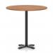 Italia 1200mm Poseur Round Table Walnut Top 1170mm High Black Leg Cross Base ITL1028