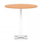Italia 1200mm Poseur Round Table Beech Top 1170mm High White Leg Cross Base ITL1030