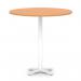Italia 1200mm Poseur Round Table Beech Top 1170mm High White Leg Cross Base ITL1030
