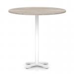 Italia 1200mm Poseur Round Table Grey Oak Top 1170mm High White Leg Cross Base ITL1031