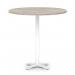 Italia 1200mm Poseur Round Table Grey Oak Top 1170mm High White Leg Cross Base ITL1031