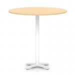 Italia 1200mm Poseur Round Table Maple Top 1170mm High White Leg Cross Base ITL1032