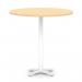 Italia 1200mm Poseur Round Table Maple Top 1170mm High White Leg Cross Base ITL1032