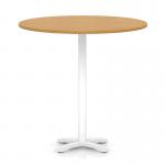 Italia 1200mm Poseur Round Table Oak Top 1170mm High White Leg Cross Base ITL1033