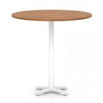 Italia 1200mm Poseur Round Table Walnut Top 1170mm High White Leg Cross Base ITL1034