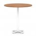 Italia 1200mm Poseur Round Table Walnut Top 1170mm High White Leg Cross Base ITL1034