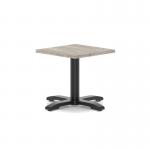 Italia 600mm Square Coffee Table Grey Oak Top 495mm High Black Leg Cross Base ITL1037