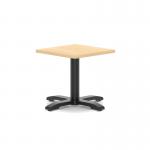 Italia 600mm Square Coffee Table Maple Top 495mm High Black Leg Cross Base ITL1038