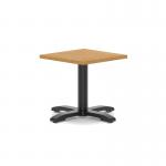 Italia 600mm Square Coffee Table Oak Top 495mm High Black Leg Cross Base ITL1039