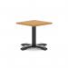 Italia 600mm Square Coffee Table Oak Top 495mm High Black Leg Cross Base ITL1039