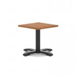 Italia 600mm Square Coffee Table Walnut Top 495mm High Black Leg Cross Base ITL1040