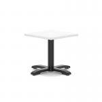 Italia 600mm Square Coffee Table White Top 495mm High Black Leg Cross Base ITL1041