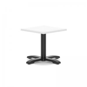 Italia 600mm Square Coffee Table White Top 495mm High Black Leg Cross