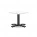 Italia 600mm Square Coffee Table White Top 495mm High Black Leg Cross Base ITL1041