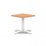 Italia 600mm Square Coffee Table Beech Top 495mm High White Leg Cross Base ITL1042