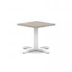 Italia 600mm Square Coffee Table Grey Oak Top 495mm High White Leg Cross Base ITL1043