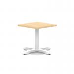 Italia 600mm Square Coffee Table Maple Top 495mm High White Leg Cross Base ITL1044